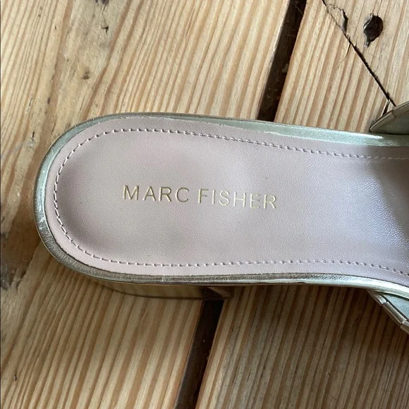 Marc Fisher Gold Woven Mules - Picture 3 of 6